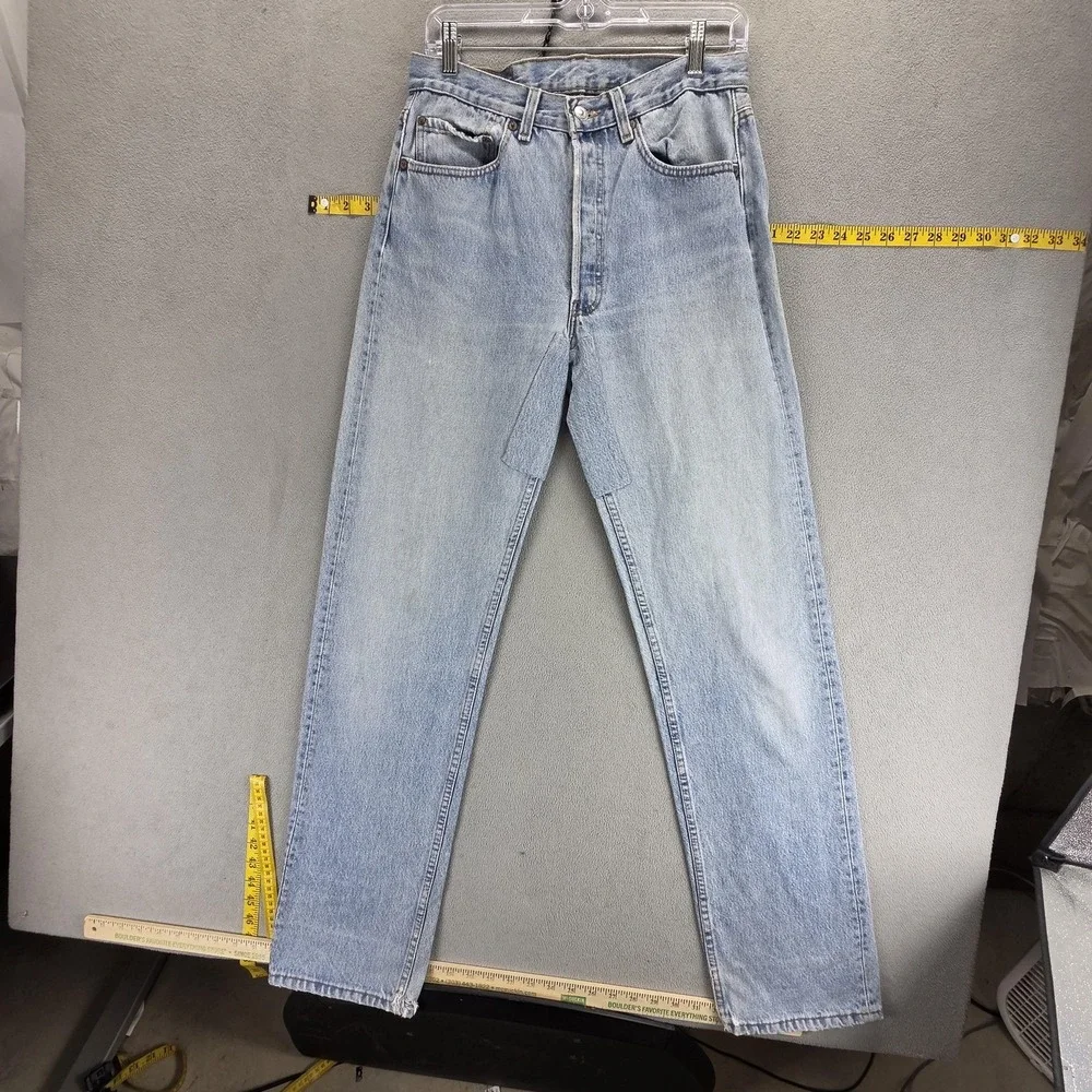 Vintage Levis 501 Jeans Mens Light Wash Straight Button Fly Made USA Fits 28x33